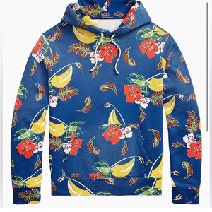 Polo Ralph Lauren Blue floral printed fleece pullover hoodie-unisex